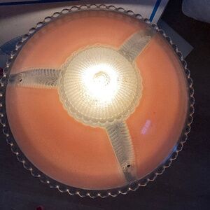 Rare Art Deco Pink Glass Ceiling Lamp Shade 3-hole (Roughly 80-90 years old)